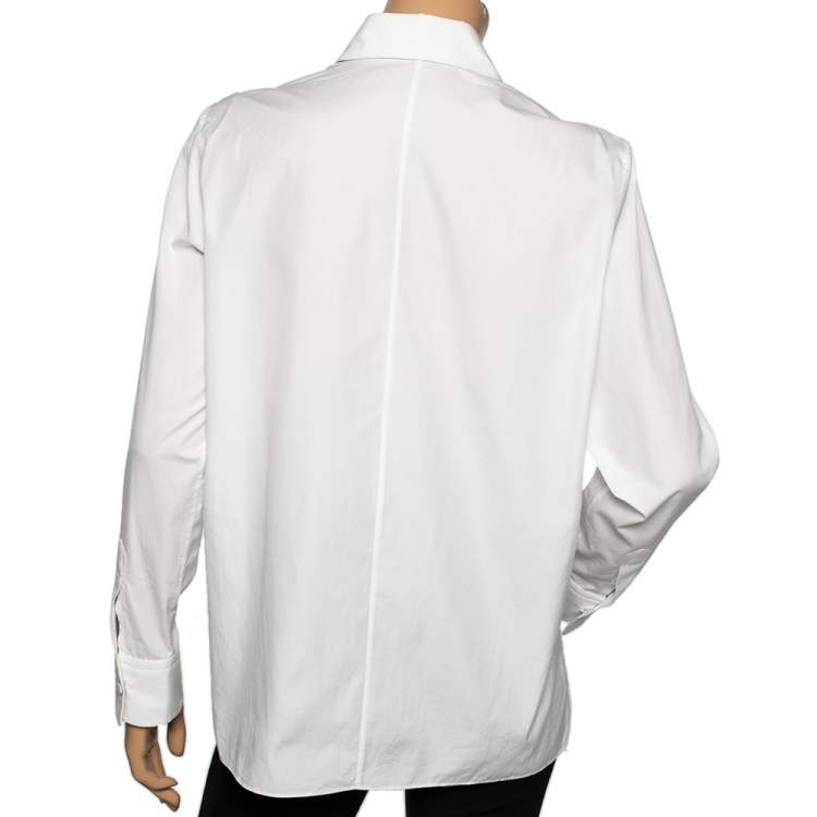 Pre Owned Roberto Cavalli White Cotton Embellished Button Front Shirt M