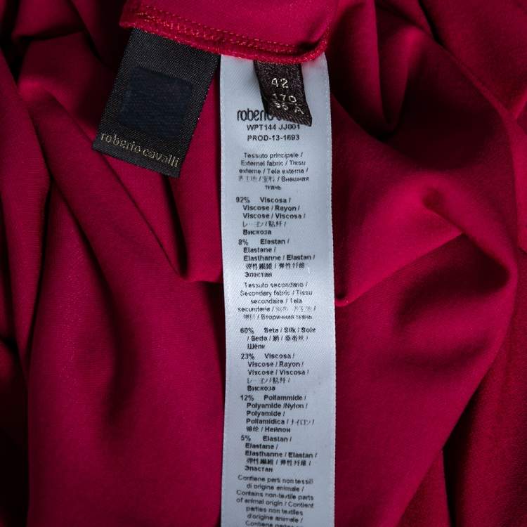 Pre Owned Roberto Cavalli Pink Crepe Cuff Long Sleeve Midi Dress M