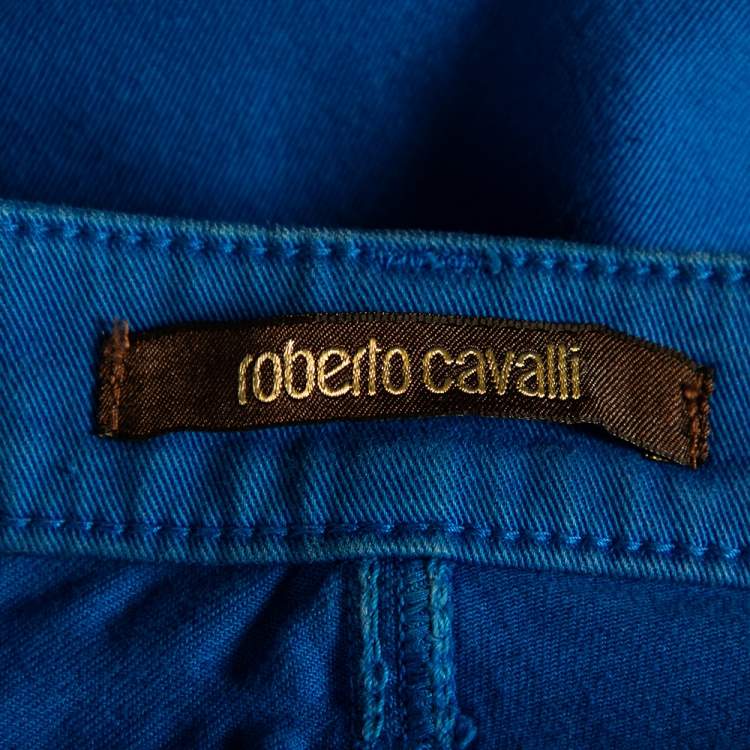 Pre Owned Roberto Cavalli Blue Denim Embroidered Back Pocket Jeans M