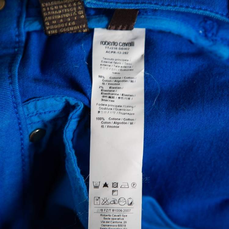 Pre Owned Roberto Cavalli Blue Denim Embroidered Back Pocket Jeans M