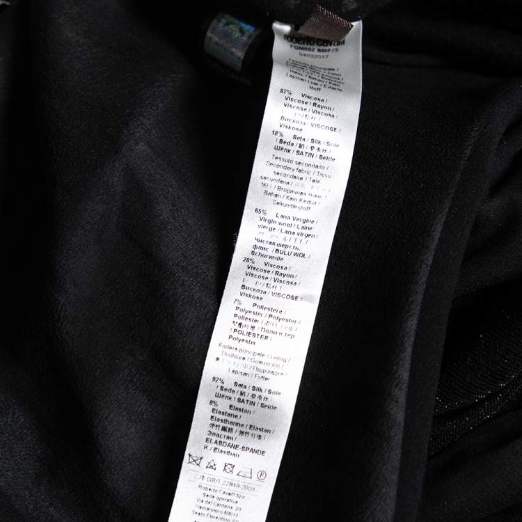 Pre Owned Roberto Cavalli Black Printed Velour & Knit Button Front Cardigan M