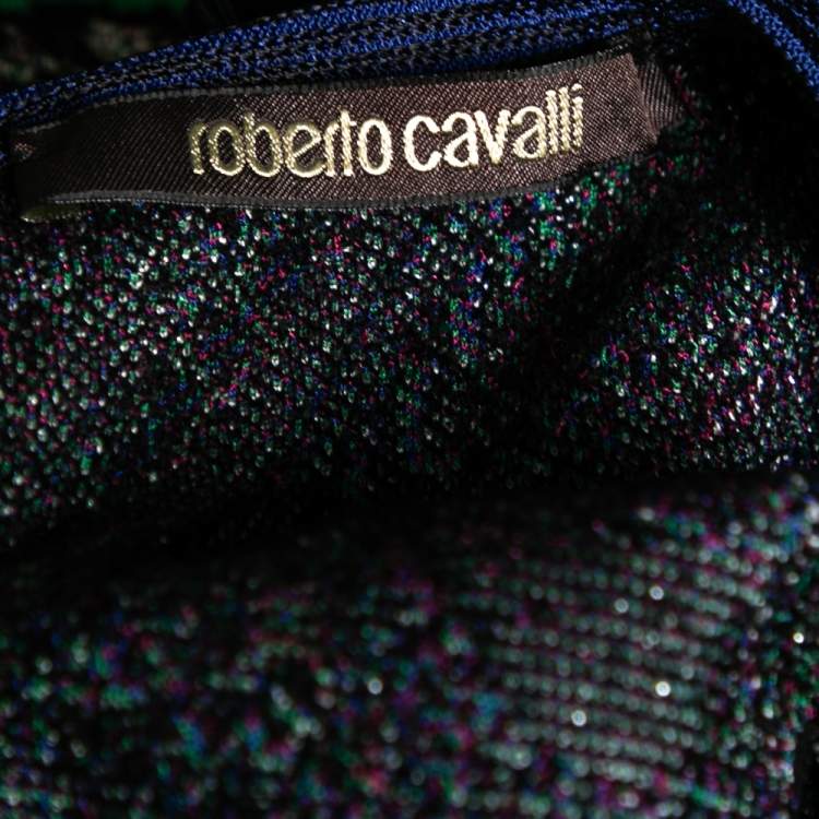 مملوكة مسبقًا Roberto Cavalli Multicolor Jacquard Knit Cutout Detail Jumper M