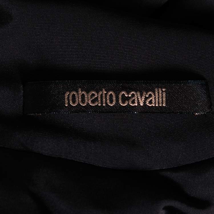 مملوكة مسبقًا Roberto Cavalli Grey Jersey Gathered Plunging Neck Dress M