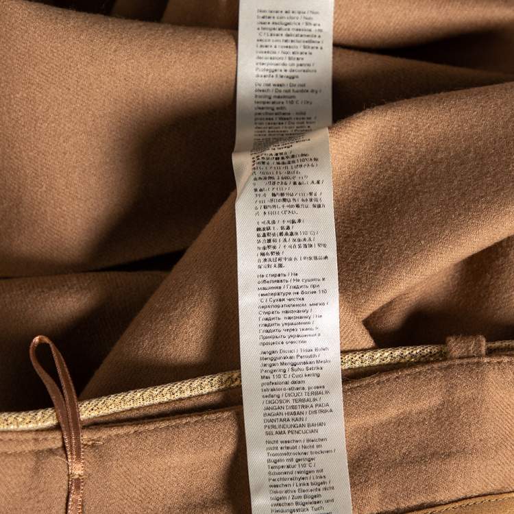 Pre Owned Roberto Cavalli Beige Wool Chain Embellished Trousers M