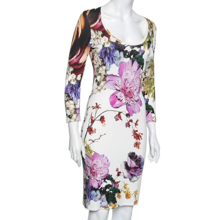 مملوكة مسبقًا Roberto Cavalli Multicolor Floral Printed Jersey Dress M 