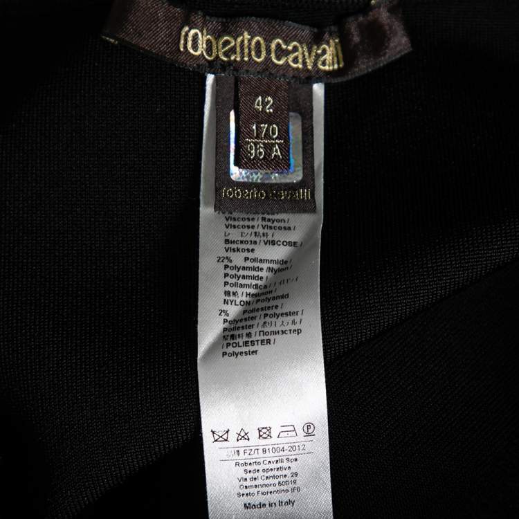 Pre Owned Roberto Cavalli Black and Multicolor Knit Flare Skirt M