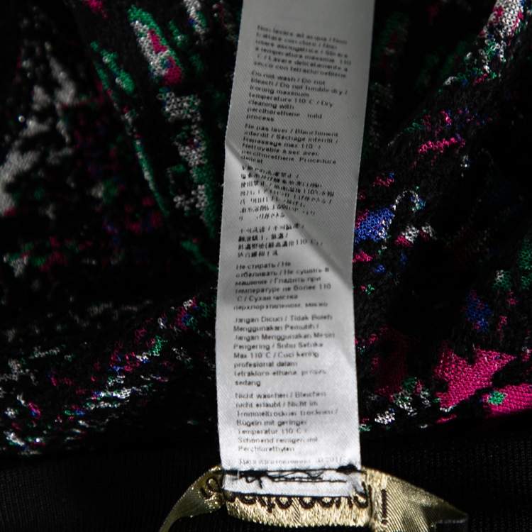 Pre Owned Roberto Cavalli Black and Multicolor Knit Flare Skirt M