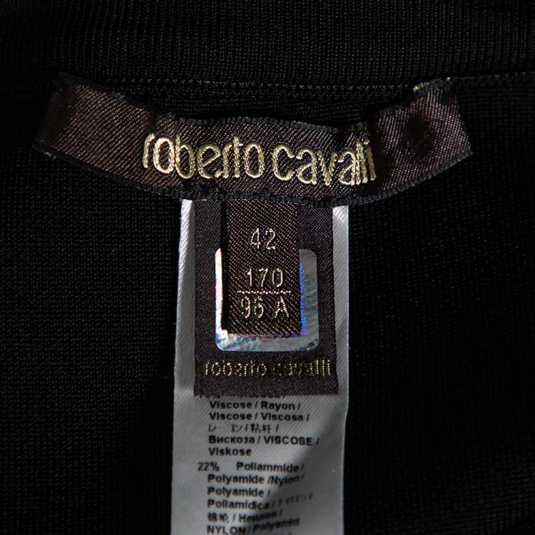 Pre Owned Roberto Cavalli Black and Multicolor Knit Flare Skirt M