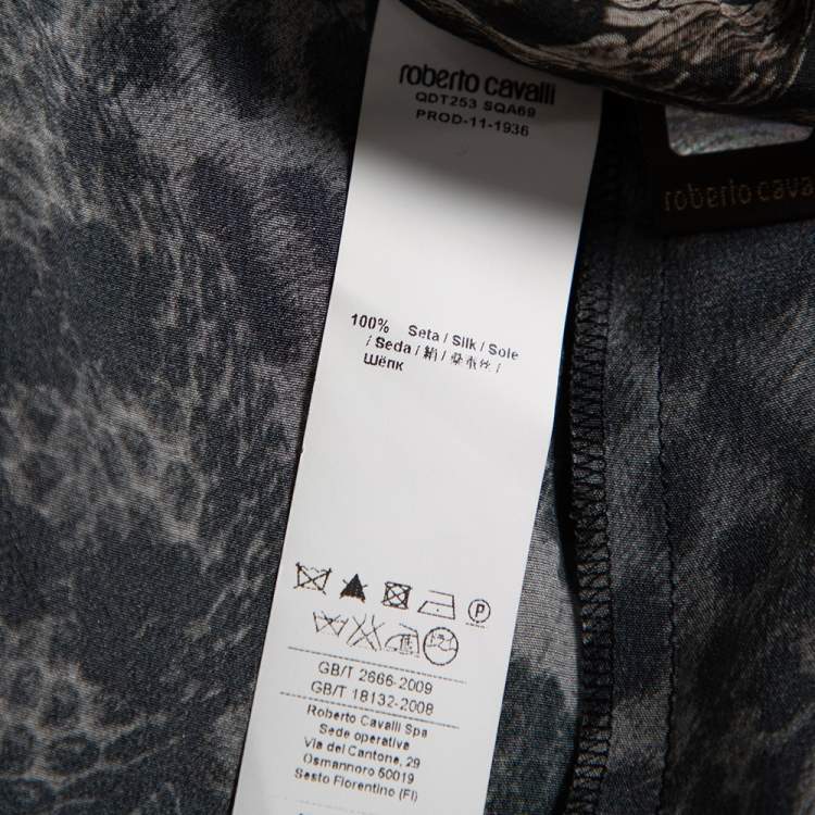 Pre Owned Roberto Cavalli Multicolor Printed Silk Draped Trousers M 