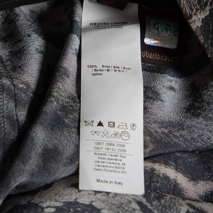 Pre Owned Roberto Cavalli Multicolor Printed Silk Draped Trousers M 