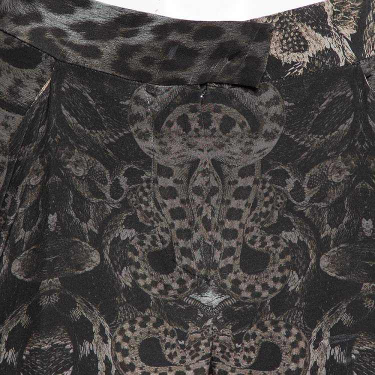 Pre Owned Roberto Cavalli Multicolor Printed Silk Draped Trousers M 