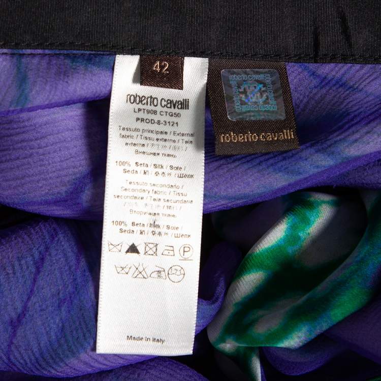 Pre Owned Roberto Cavalli Multicolor Printed Silk Plunging Neck Kaftan Maxi Dress M