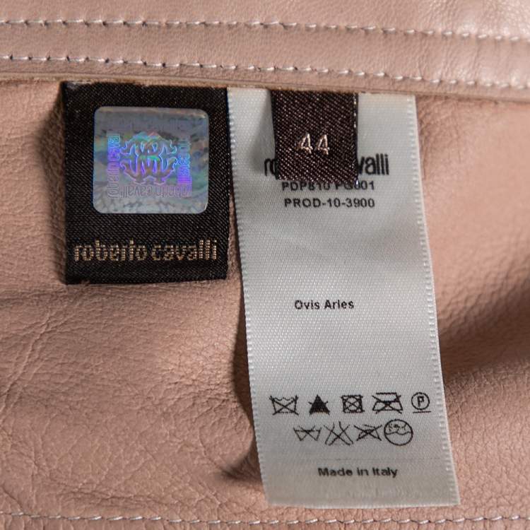 Pre Owned Roberto Cavalli Pink Leather Lace-Up Detailed Leather Jacket M
