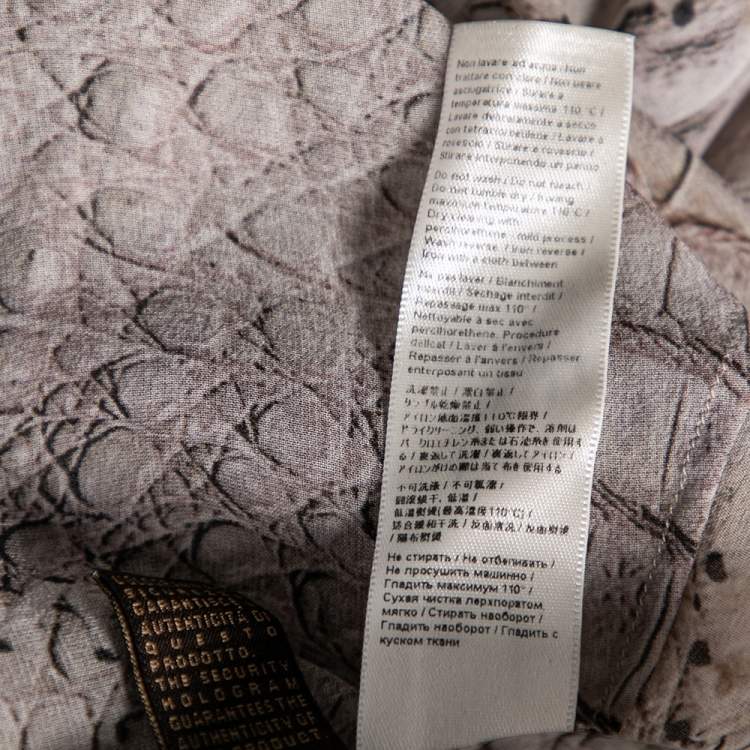 Pre Owned Roberto Cavalli Beige Printed Silk Button Front Shirt M