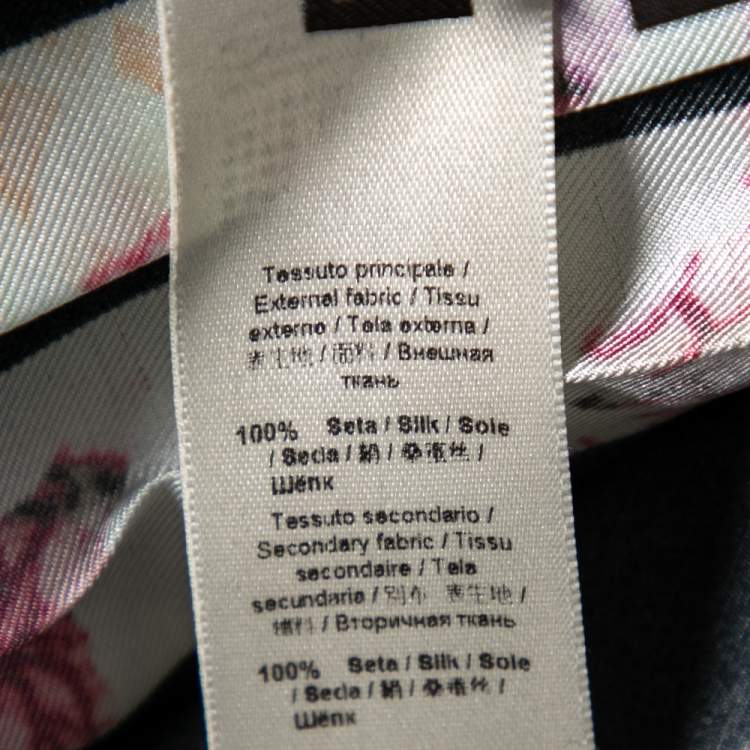 Pre Owned Roberto Cavalli Black & Floral Printed Silk Pleated Short Skirt M 