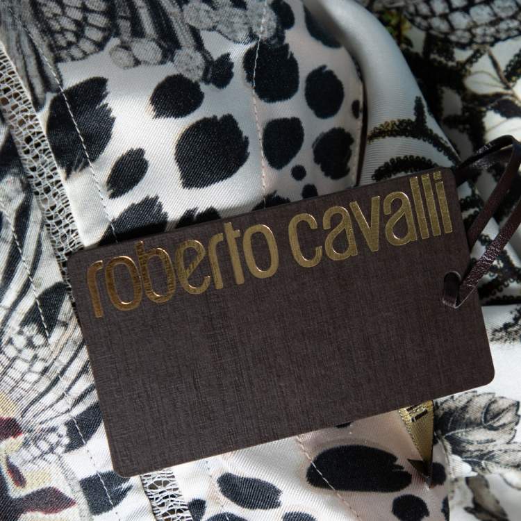 Pre Owned Roberto Cavalli Multicolor Printed Silk Sleeveless Dress M 