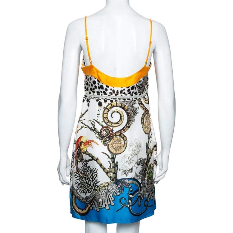 Pre Owned Roberto Cavalli Multicolor Printed Silk Sleeveless Dress M 