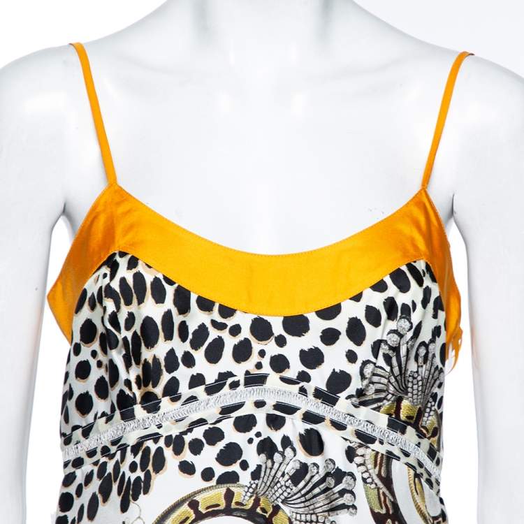 Pre Owned Roberto Cavalli Multicolor Printed Silk Sleeveless Dress M 