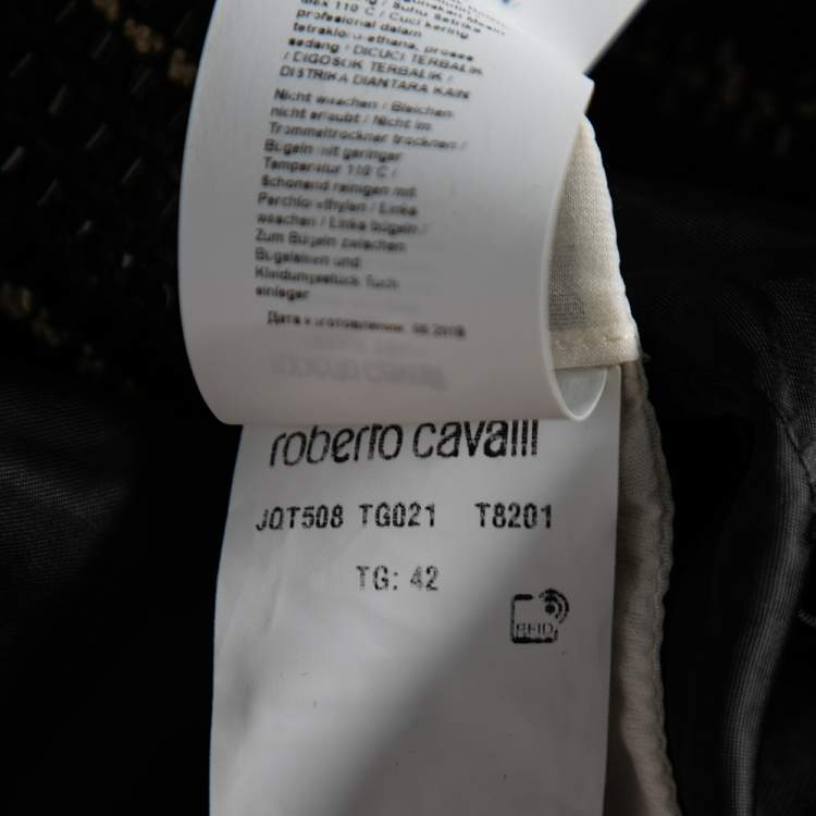 Pre Owned Roberto Cavalli Purple Tweed Single Breasted Coat M
