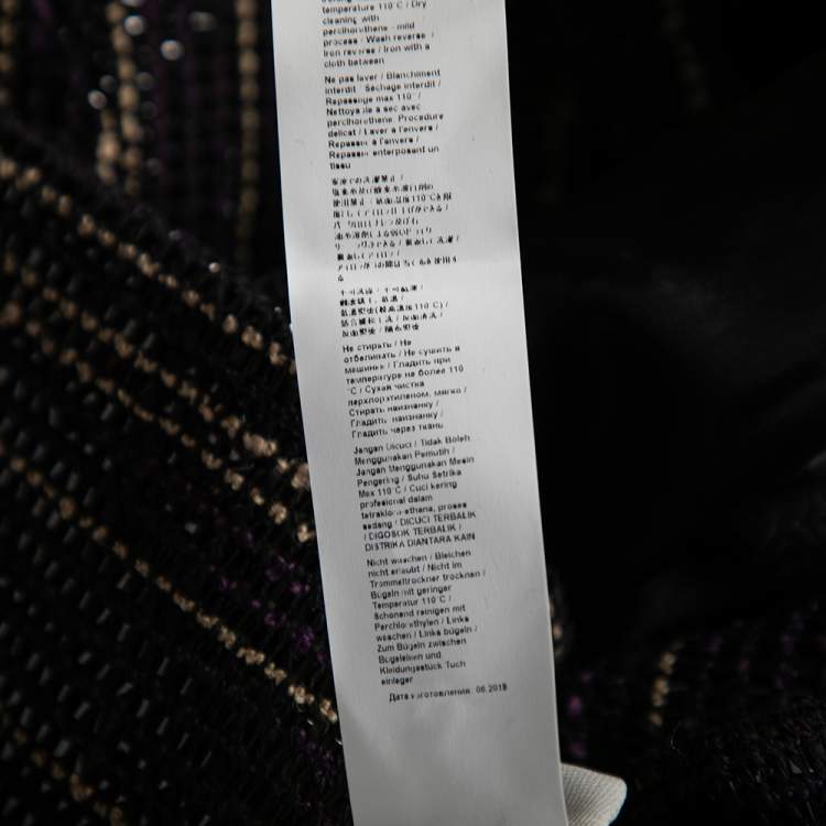 Pre Owned Roberto Cavalli Purple Tweed Single Breasted Coat M
