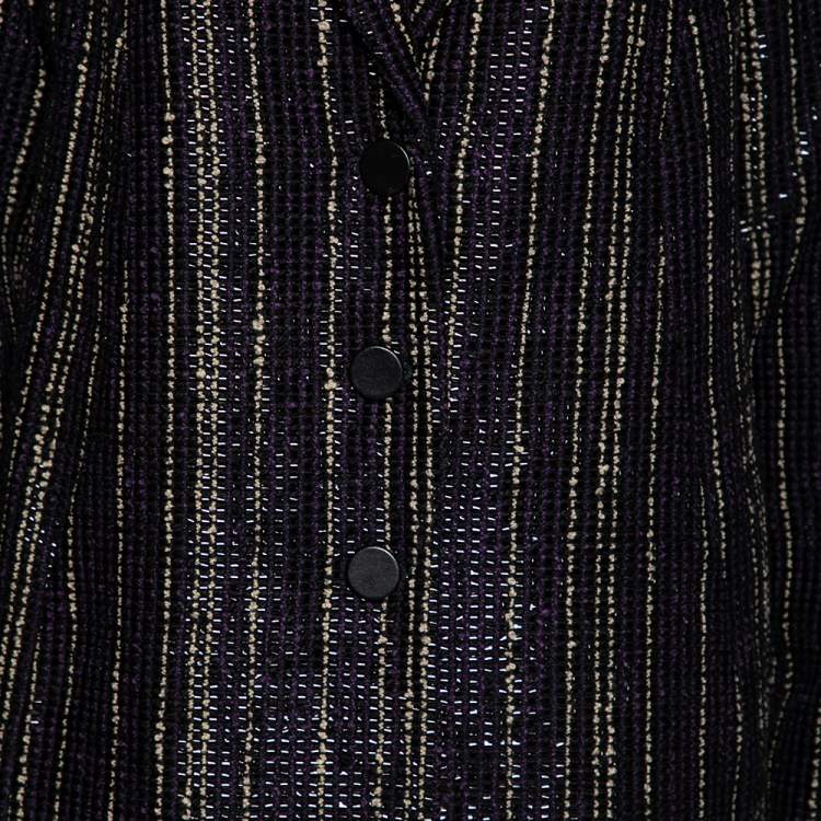 Pre Owned Roberto Cavalli Purple Tweed Single Breasted Coat M