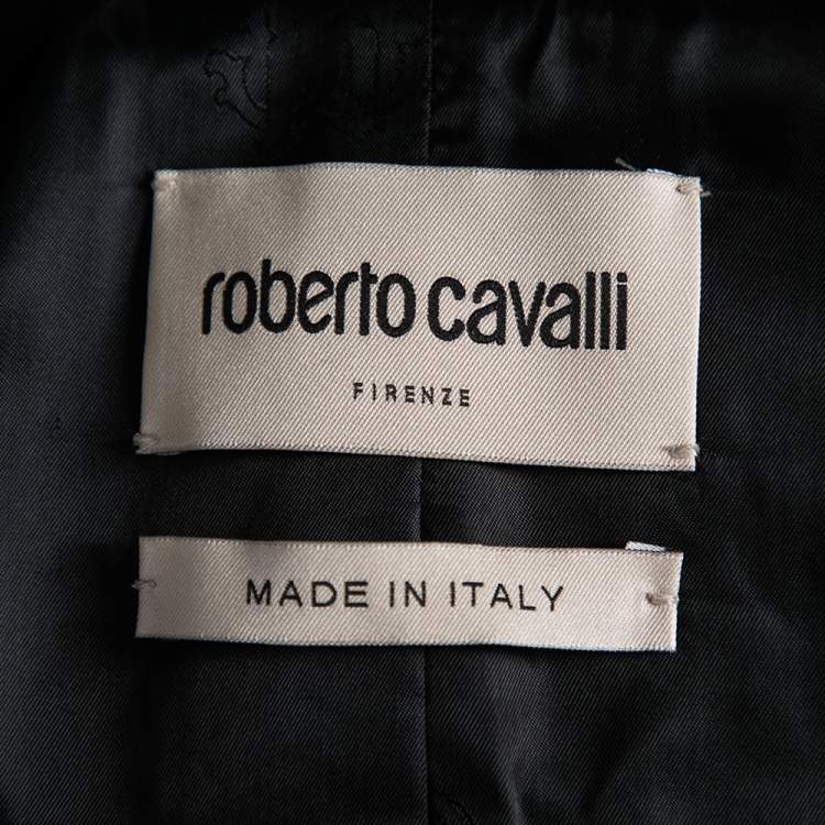 Pre Owned Roberto Cavalli Purple Tweed Single Breasted Coat M