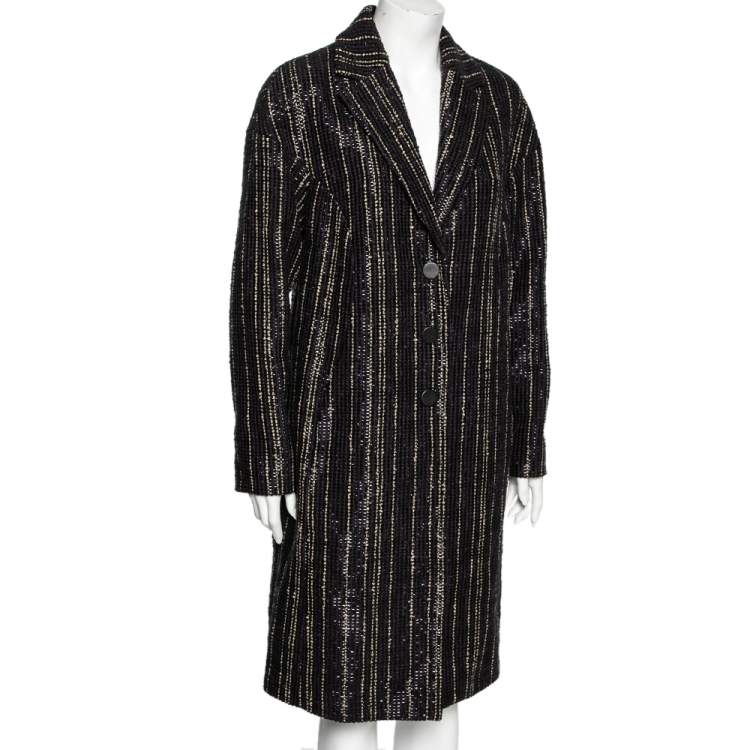Pre Owned Roberto Cavalli Purple Tweed Single Breasted Coat M