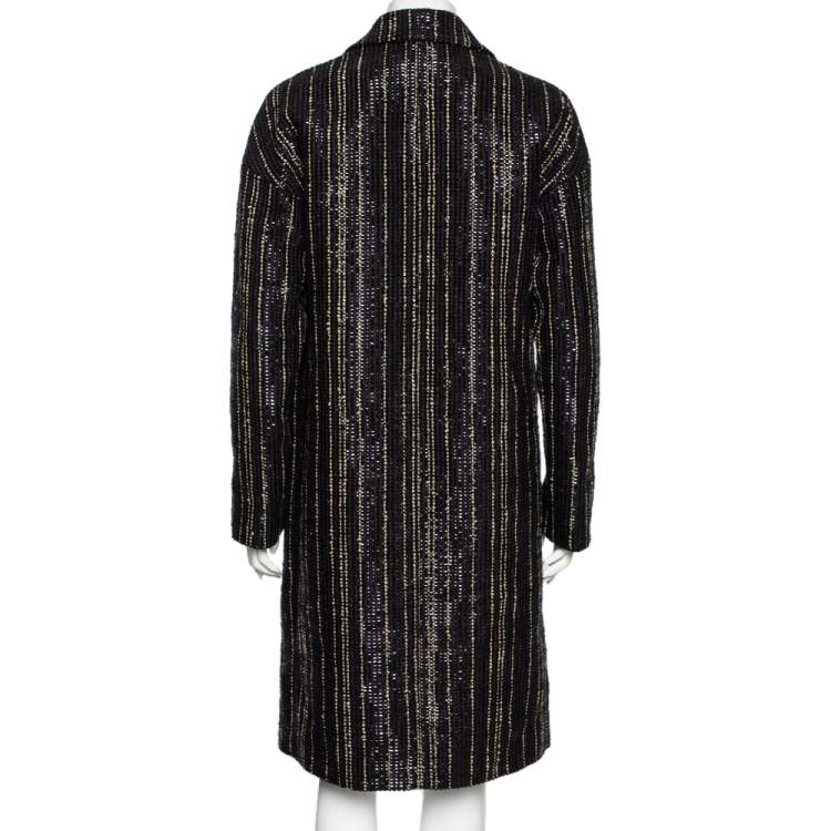 Pre Owned Roberto Cavalli Purple Tweed Single Breasted Coat M