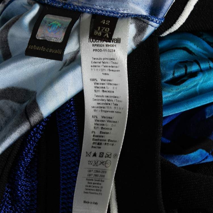 Pre Owned Roberto Cavalli Blue Floral Printed Jersey Tank Top M 