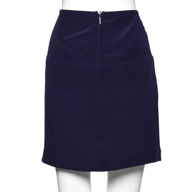 Pre Owned Roberto Cavalli Purple Silk Pleated Mini Skirt M