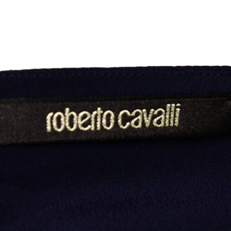 Pre Owned Roberto Cavalli Purple Silk Pleated Mini Skirt M
