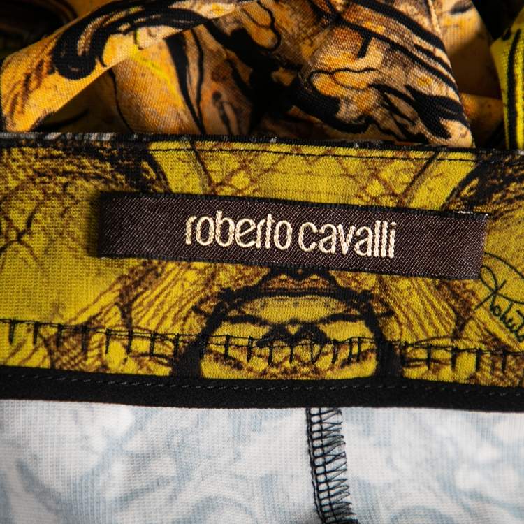 Pre Owned Roberto Cavalli Multicolor Printed Jersey Peplum Skirt M