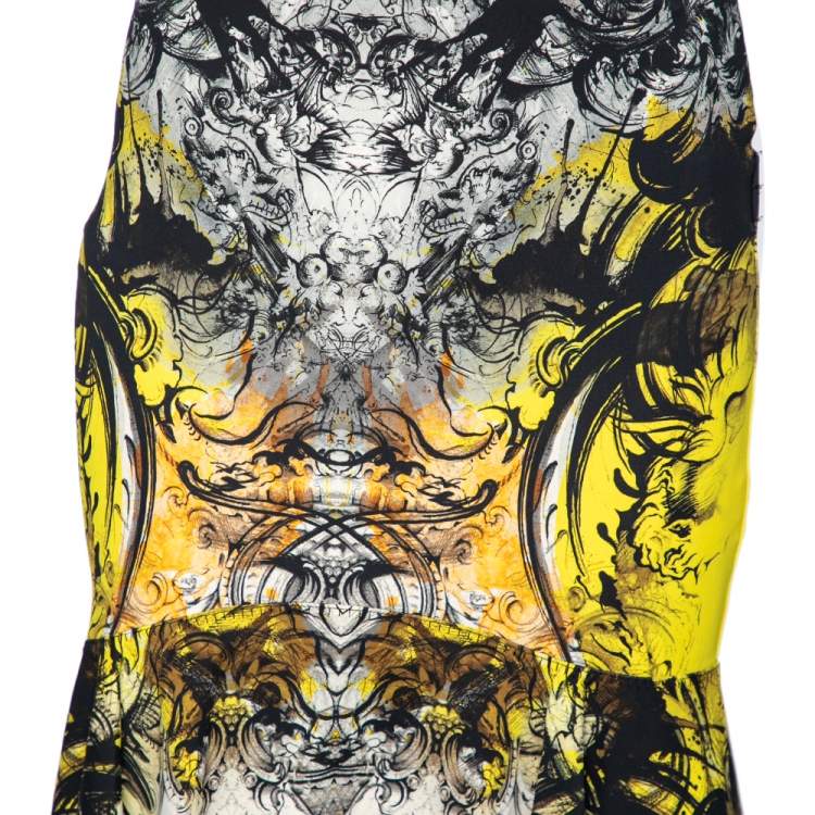 Pre Owned Roberto Cavalli Multicolor Printed Jersey Peplum Skirt M