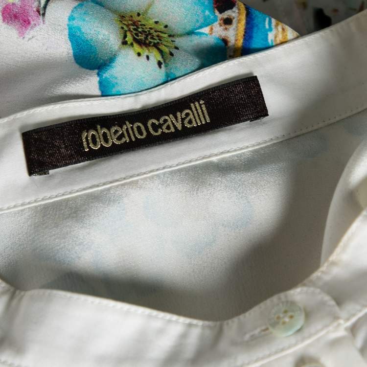 مملوكة مسبقًا Roberto Cavalli Multicolor Printed Silk Button Front Mini Dress M
