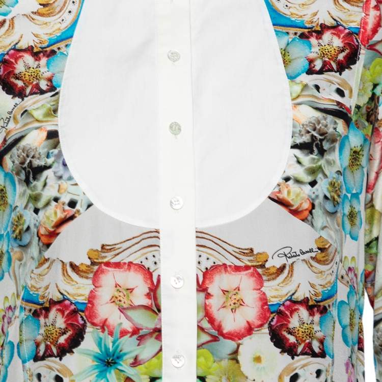 مملوكة مسبقًا Roberto Cavalli Multicolor Printed Silk Button Front Mini Dress M