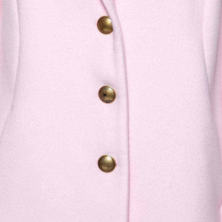 Pre Owned Roberto Cavalli Pink Leopard Print Knitted Dress & Cashmere Coat Set M