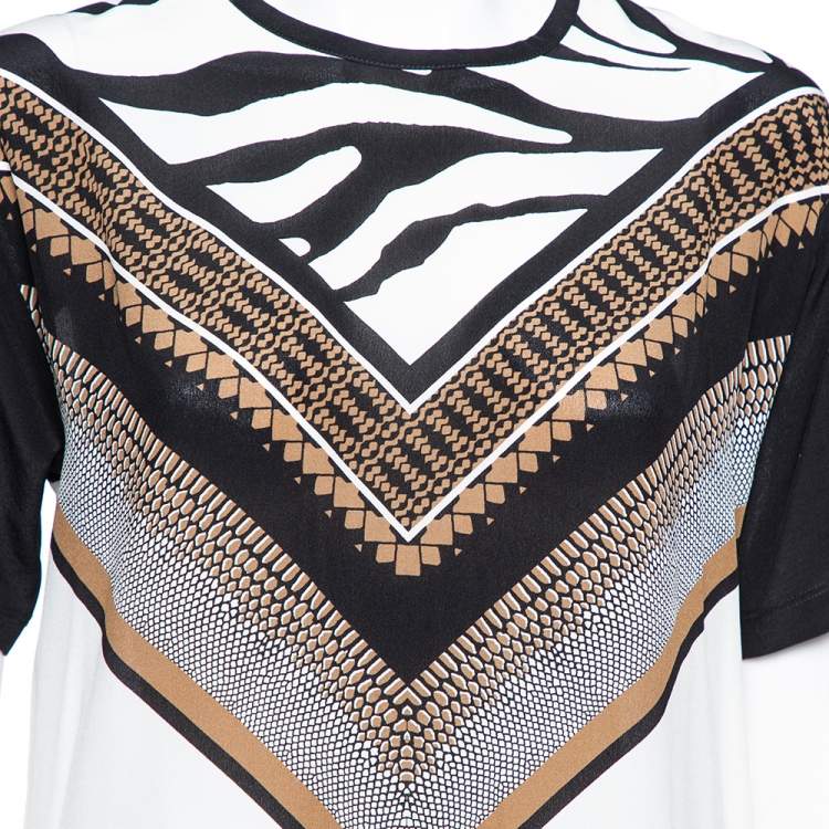 Pre Owned Roberto Cavalli White Printed Silk Top S