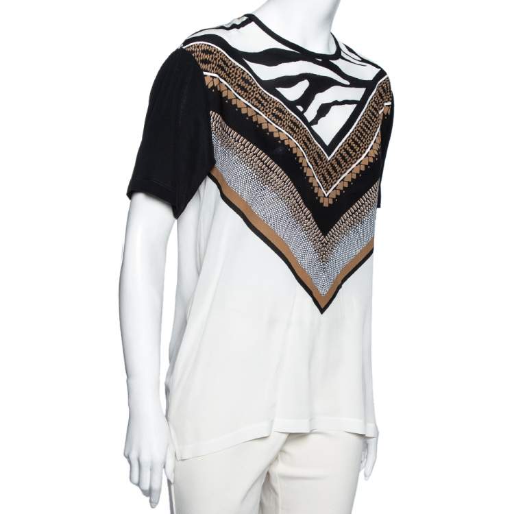 Pre Owned Roberto Cavalli White Printed Silk Top S