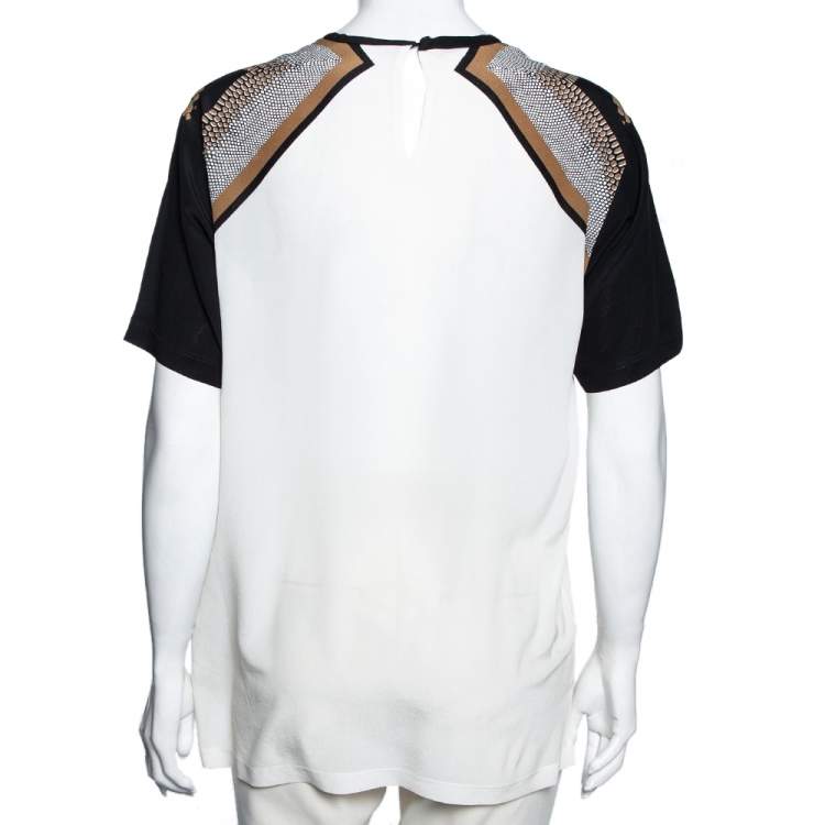 Pre Owned Roberto Cavalli White Printed Silk Top S
