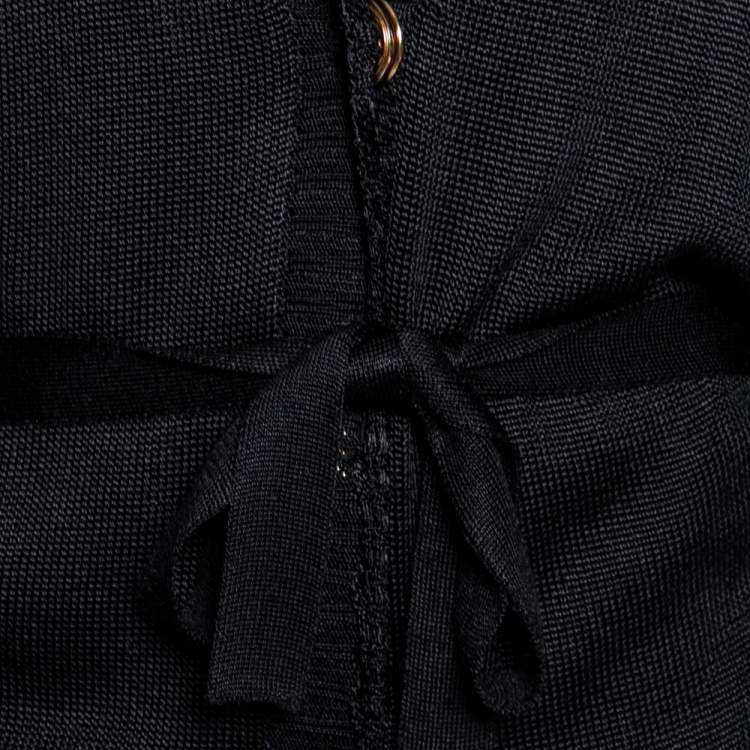Pre Owned Roberto Cavalli Black Knit Belted Button Front Shrug M