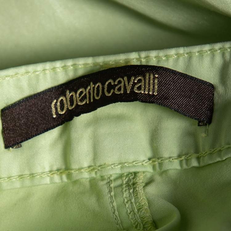 Pre Owned Roberto Cavalli Green Cotton Pants M