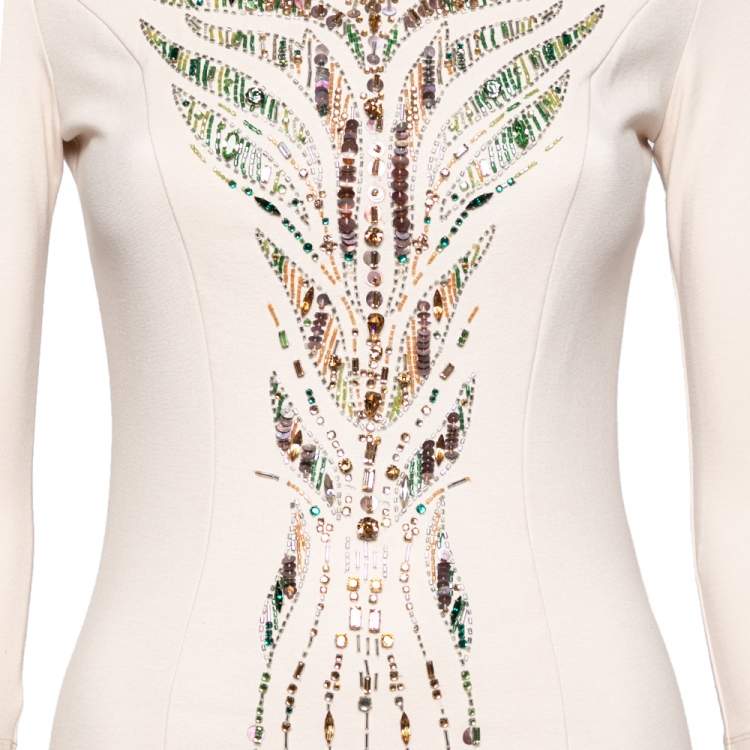 مملوكة مسبقًا Roberto Cavalli Light Pink Embellished Sheath Dress M