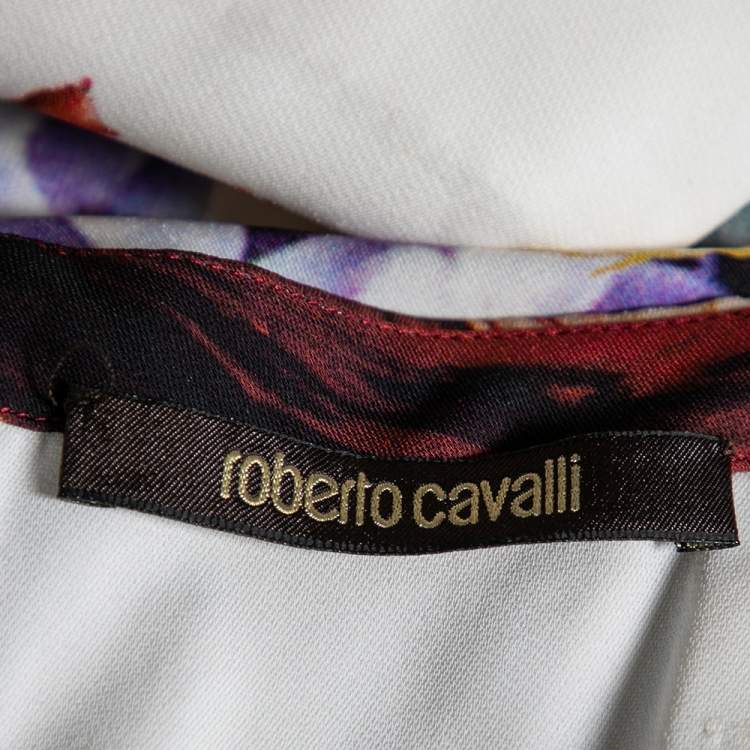 Pre Owned Roberto Cavalli Multicolor Floral Printed Crepe Strapless Mini Dress M