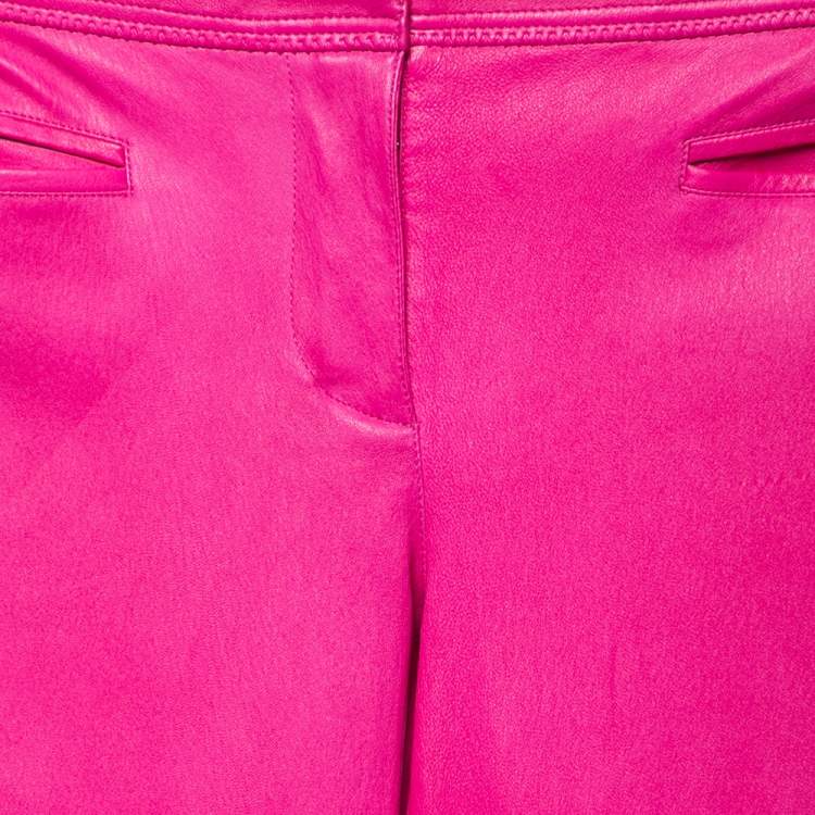 Pre Owned Roberto Cavalli Pink Leather  Skinny Fit Pants M