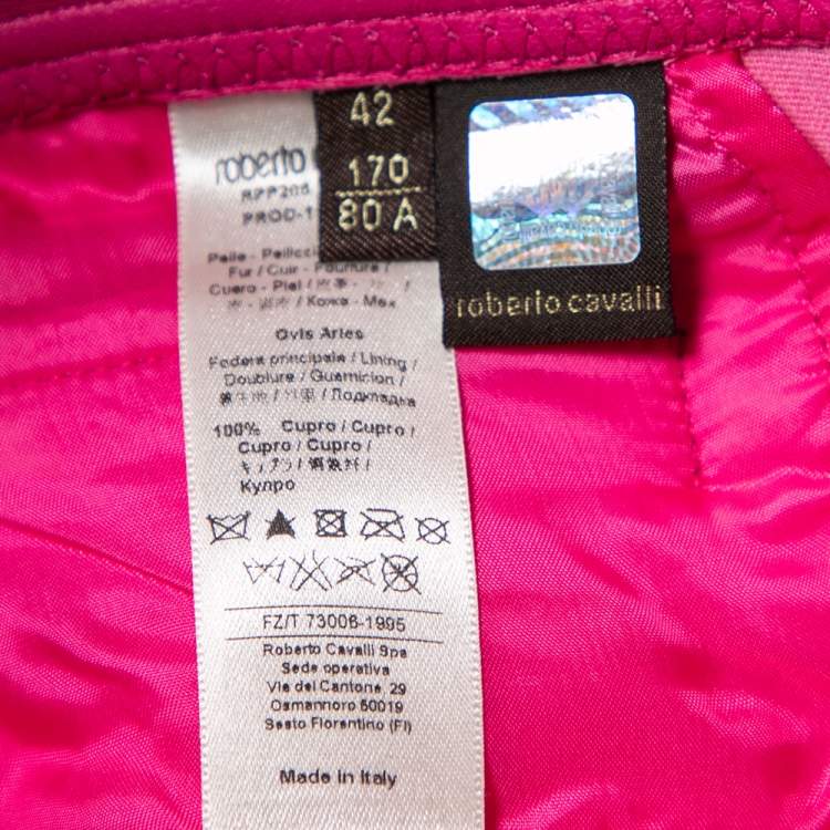 Pre Owned Roberto Cavalli Pink Leather  Skinny Fit Pants M