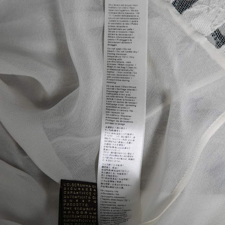 Pre Owned Roberto Cavalli White Embellished Silk & Laser Cut Inset Detailed Dress M 