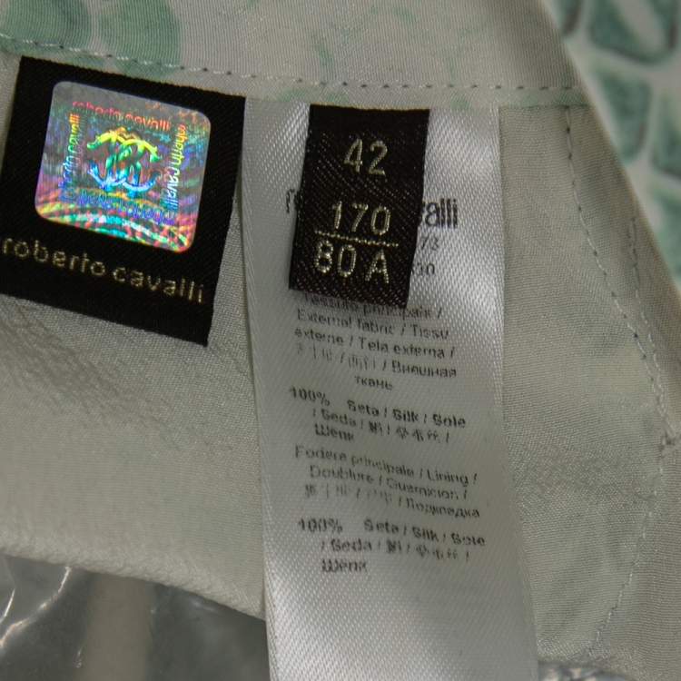 Pre Owned Roberto Cavalli Green Python Printed Trousers M