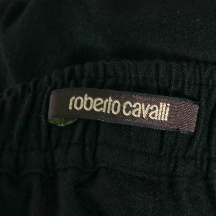 Pre Owned Roberto Cavalli Black Wool Pocket Detailed Cropped Pants M