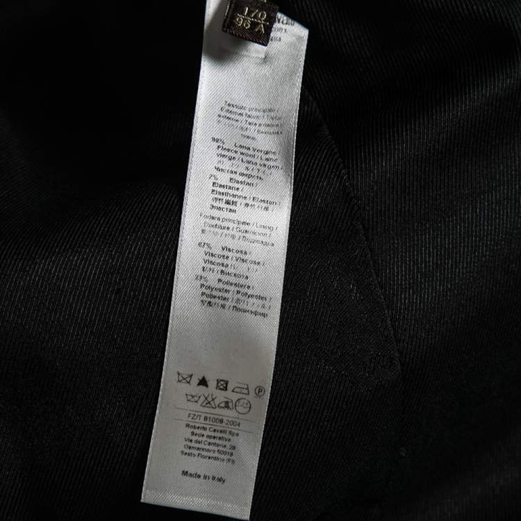 Pre Owned Roberto Cavalli Black Wool Embellished Detail Sleeveless Blazer M