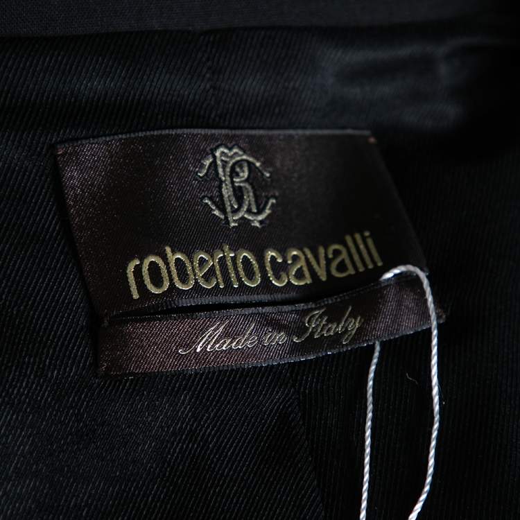 Pre Owned Roberto Cavalli Black Wool Embellished Detail Sleeveless Blazer M